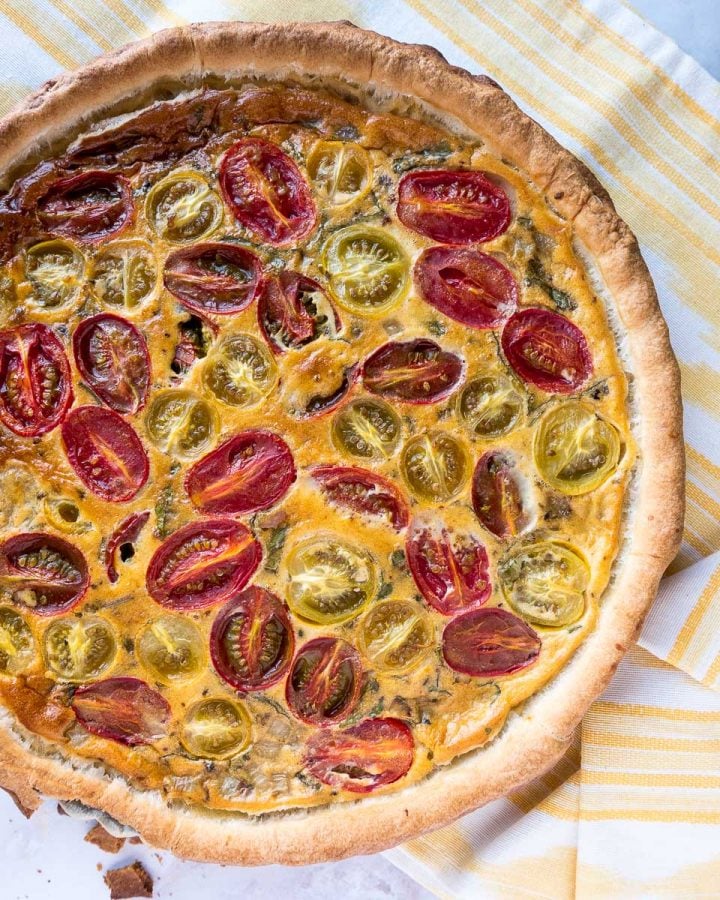 Cherry Tomato and Basil Quiche