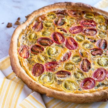 Cherry Tomato and Basil Quiche