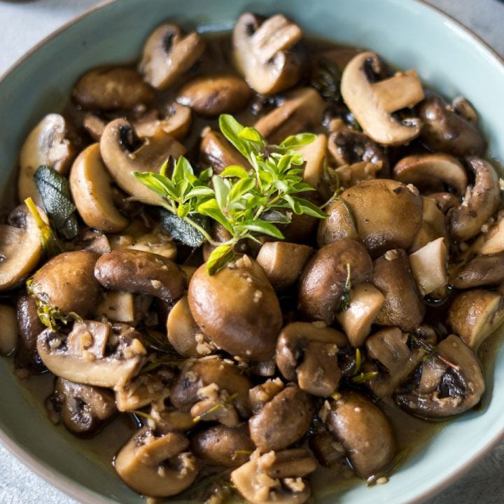 White Wine and Garlic Mushrooms - Six Hungry Feet