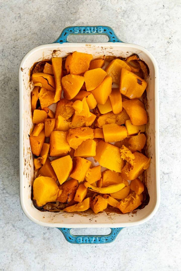 Fresh pumpkin on sheet pan