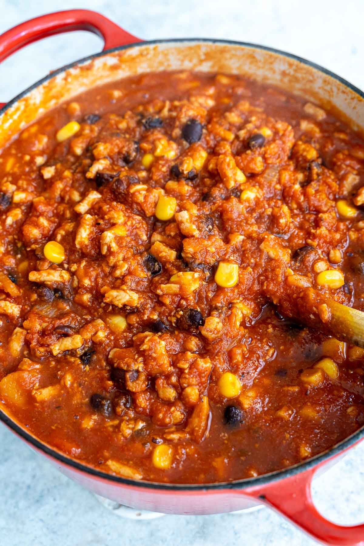 Pumpkin chili being cooked