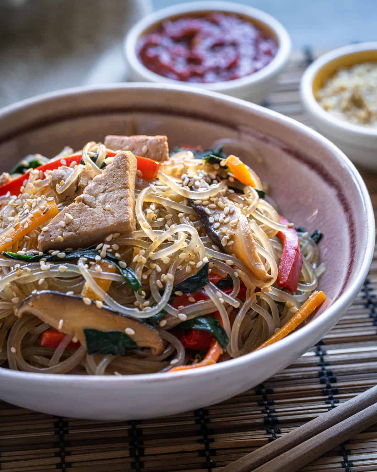 Vegan Japchae (Korean Glass Noodles)