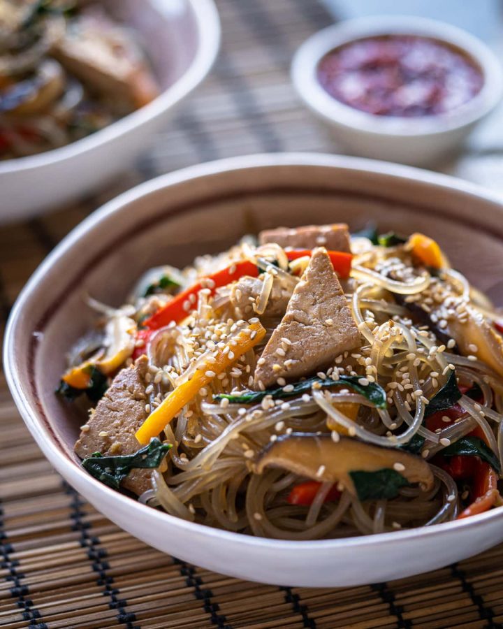 Vegan Japchae (Korean Glass Noodles) Six Hungry Feet