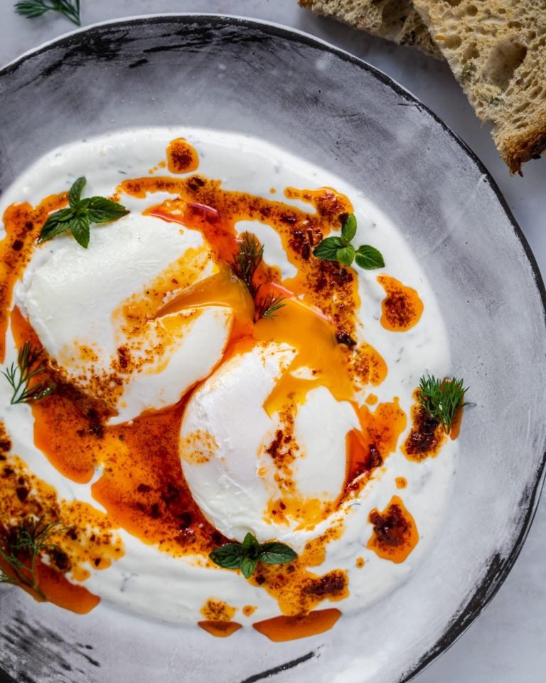Turkish Eggs (Cilbir) Six Hungry Feet
