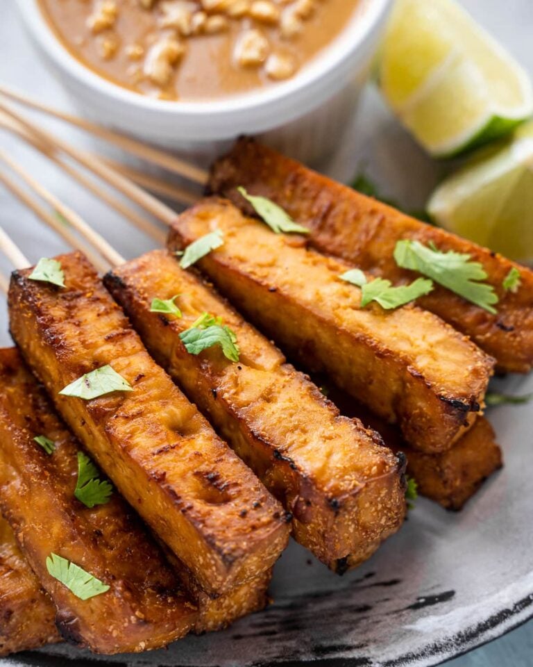 Tofu Satay with Peanut Sauce Six Hungry Feet Asianinspired