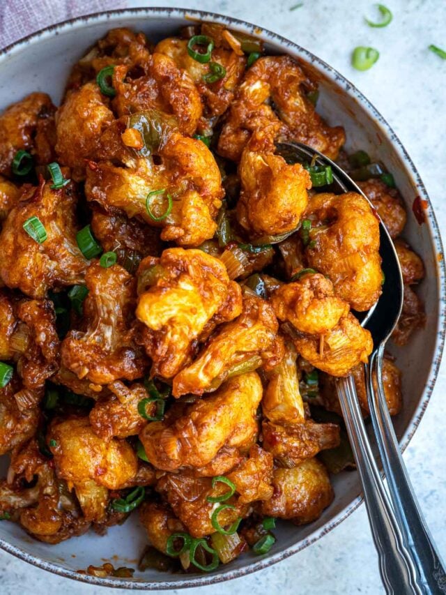 Cauliflower Manchurian, Vegan Appetizer Six Hungry Feet