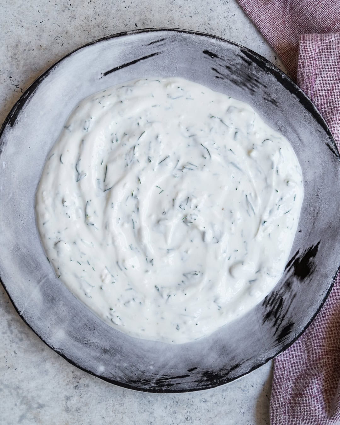 Placing the yogurt base on a plate