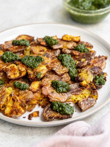 Smashed Potatoes with Vegan Pesto