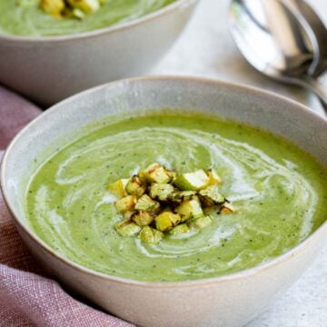 zucchini soup served with roasted zucchini