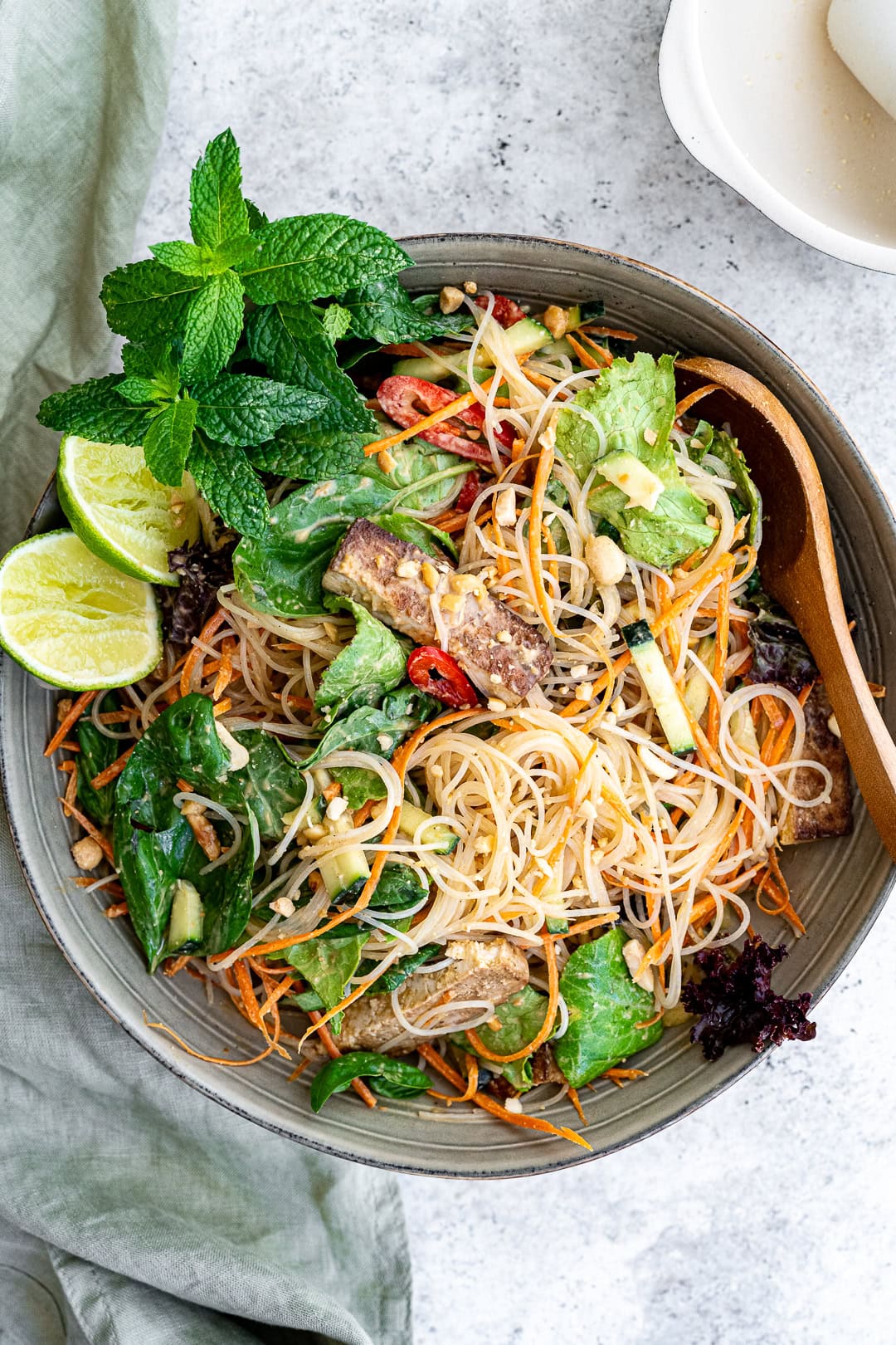 Serving Vietnamese noodle salad