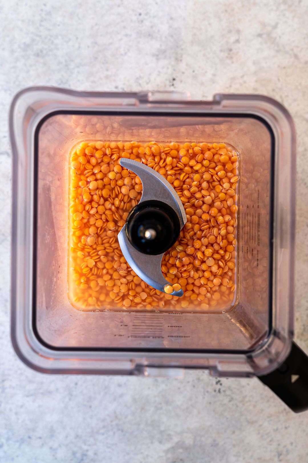 red lentils soaking in water